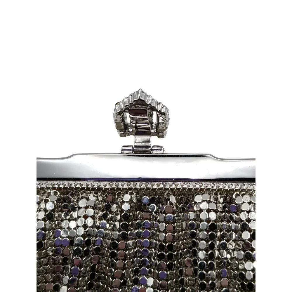 WHITING & DAVIS Vintage Mesh Purse Women's 5in Silver Tone Evening Original Box
